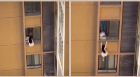 Người phụ nữ bám lan can ban công tầng 10 để trốn vợ của nhân tình