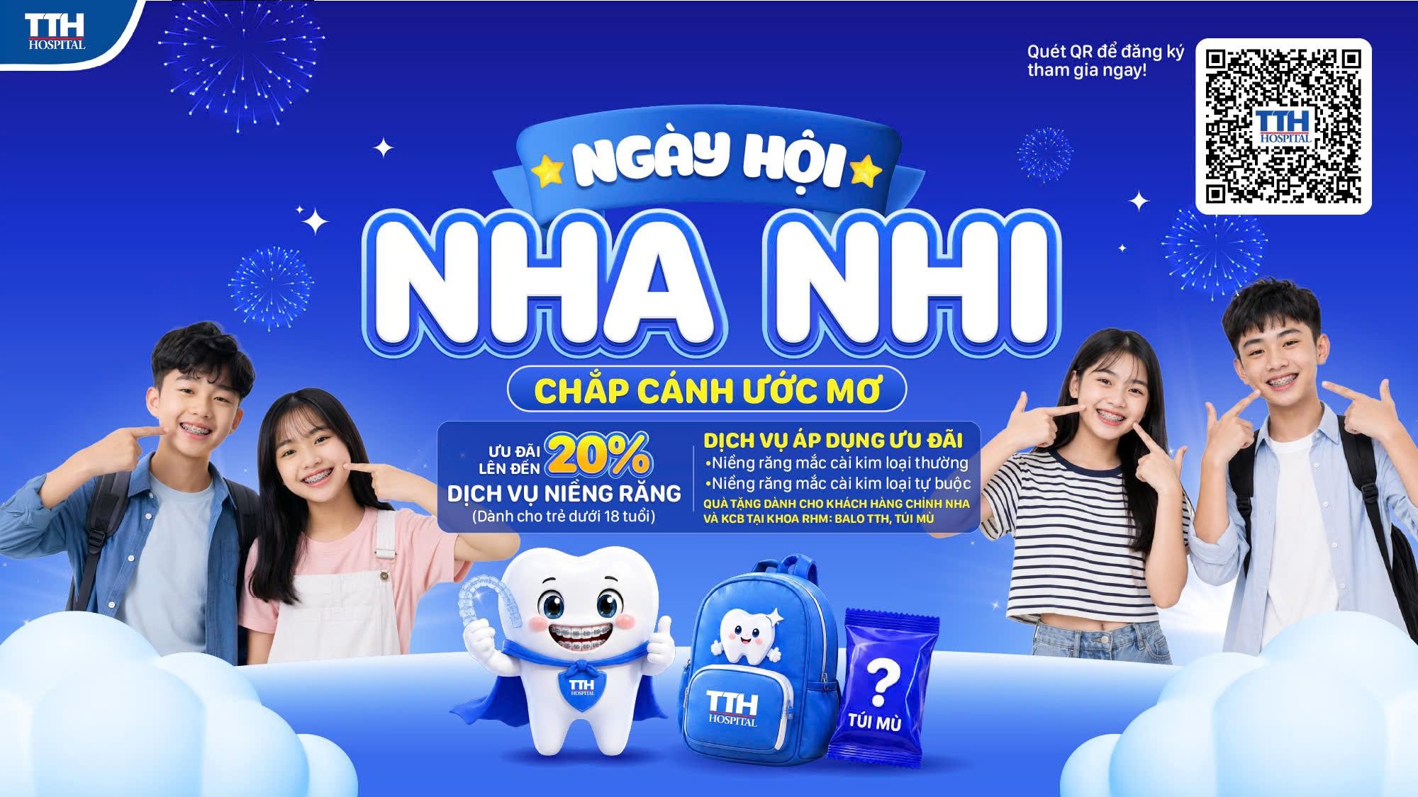 TTH Quảng Bình ưu đãi lên đến 15% dịch vụ chỉnh nha, đồng hành chăm sóc nụ cười trẻ em