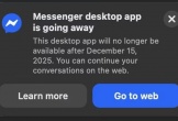 Ứng dụng Facebook Messenger trên máy tính chính thức ngừng hoạt động